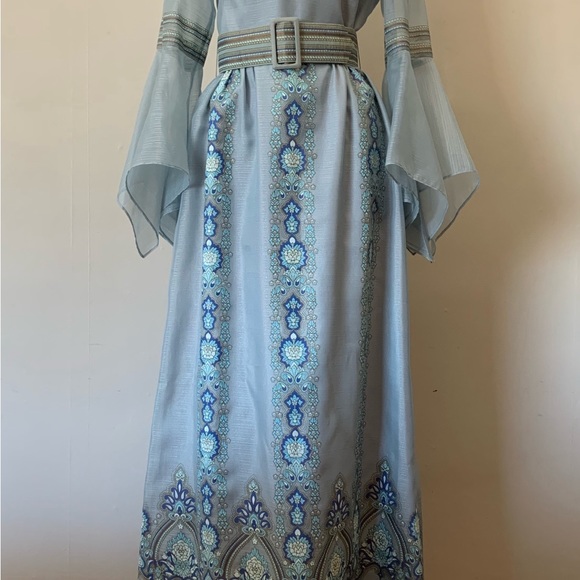 1960s Vintage ALFRED SHAHEEN Aloha Resort designer dress detail flowing sleeves - Picture 4 of 9